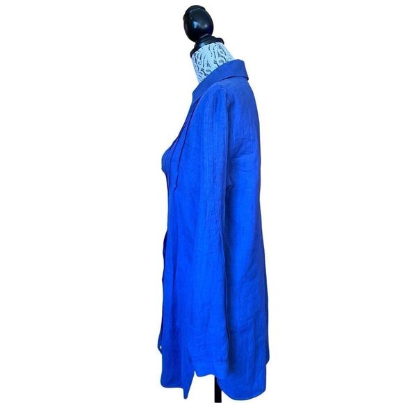 Armani Collezioni Linen Button Front‎ Tunic Sapphire Blue Size 8 - Picture 9 of 12